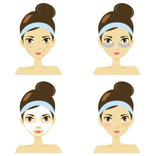 Ilustración Problemas Faciales Piel Mujer — Vector de stock