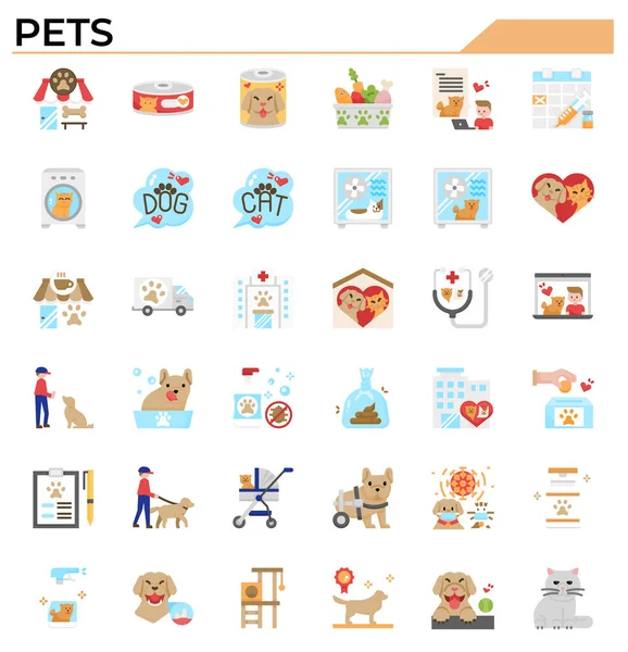 Pets Icon Set Dog Cat Topics Veterinary Education Website Presentation — Stock Vector