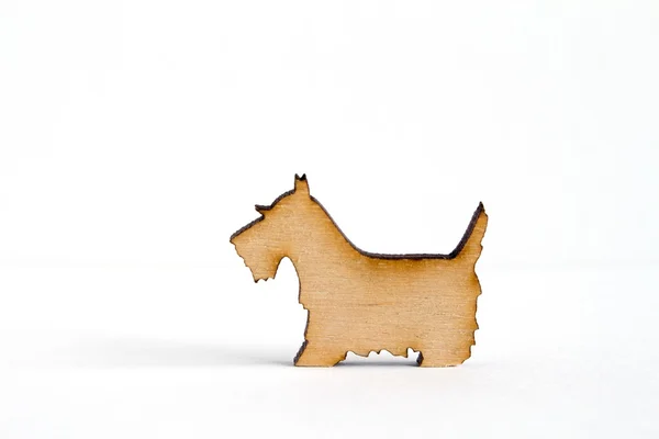 Icona in legno di cane su sfondo bianco — Foto Stock
