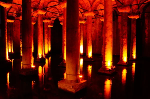 Basilica Cistern - perfectly preserved ancient underground reservoir of Constantinople, located at a depth of 10-12 meters. Stock Picture