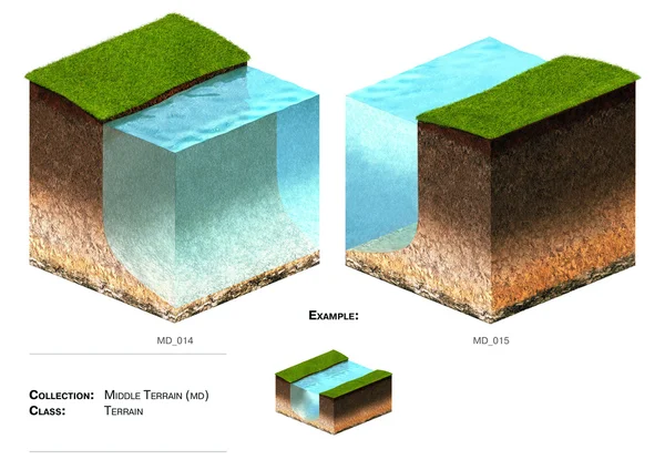 Bloco de terra 3D para modelagem de paisagem Imagens Royalty-Free