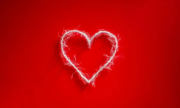 White Heart Red Background Photo Taken Selective Focus Noise Effect — Stock Photo, Image
