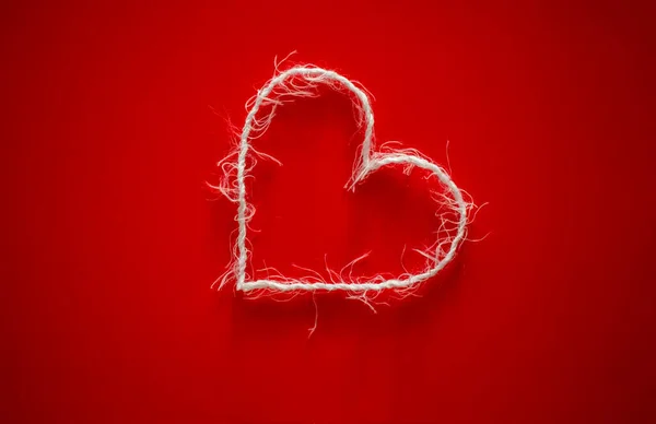 White Heart Red Background Photo Taken Selective Focus Noise Effect — Stock Photo, Image