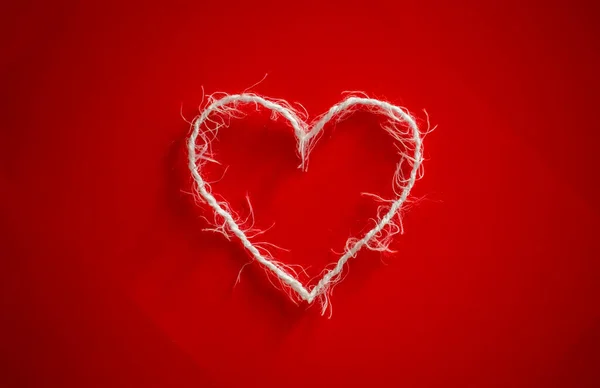 White Heart Red Background Photo Taken Selective Focus Noise Effect — Stock Photo, Image