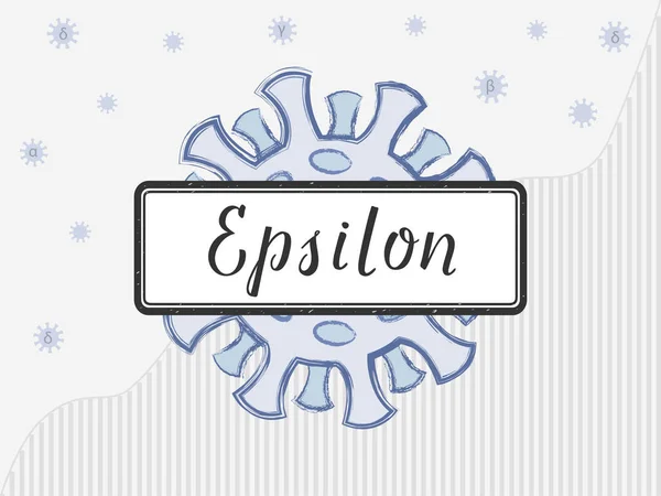 Epsilon Handskriven Bokstav Skylten Koronovirus Bakgrund Med Spikar Annan Färg — Stock vektor