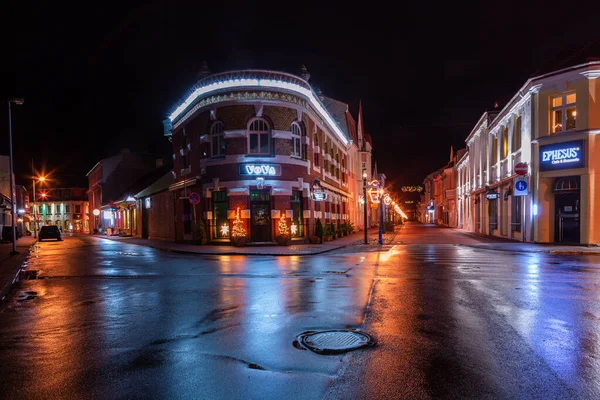 Streets Parnu Night Christmas Time 2020 — Stock Photo, Image