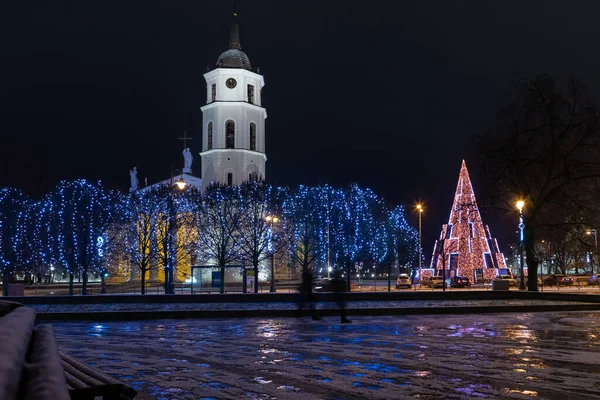 Calles Vilna Por Noche Alrededor Navidad — Foto de Stock