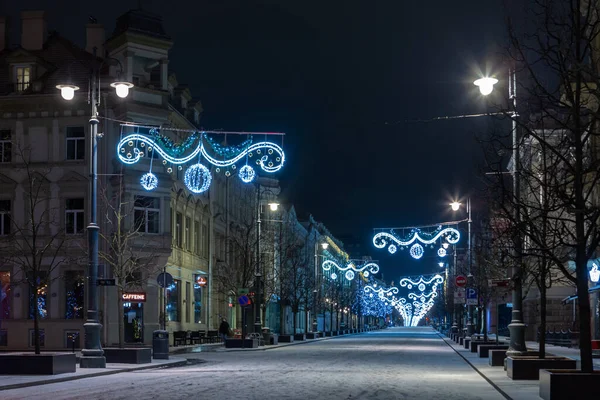 Calles Vilna Por Noche Alrededor Navidad —  Fotos de Stock