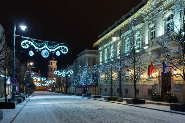 Calles Vilna Por Noche Alrededor Navidad — Foto de Stock