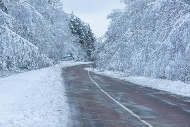 Yolda karlı bir kış günü