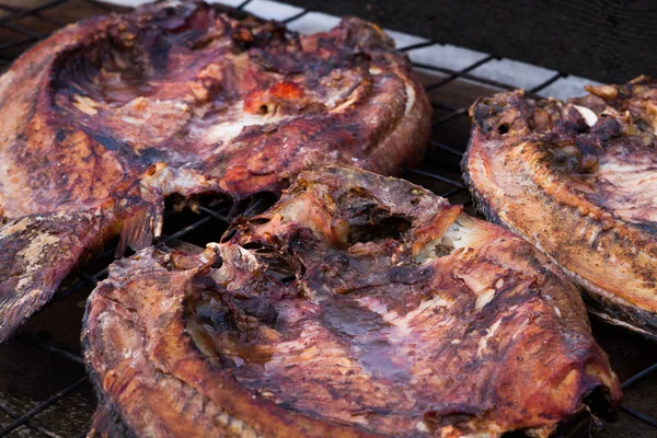 Barbacoa Pescado Plancha Hierro — Foto de Stock