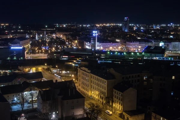 Современный Европейский Город Ночью — стоковое фото