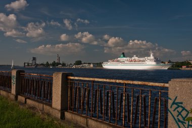 Sahildeki manzara. Petersburg, Rusya