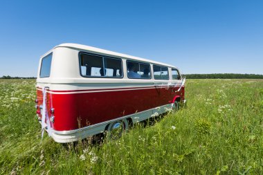 the old red car in the field
