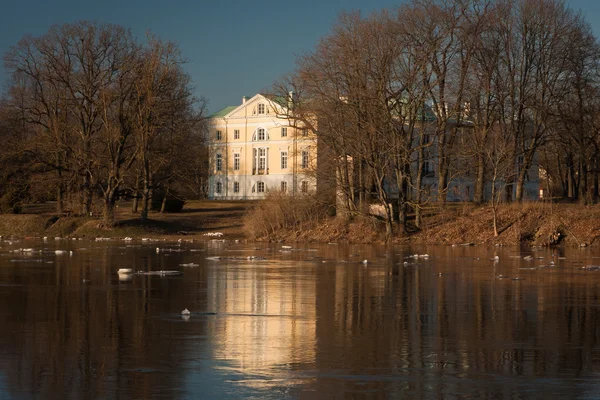 Sprintime flooding with ice — стоковое фото