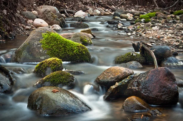 Маленька річка з камінням — стокове фото
