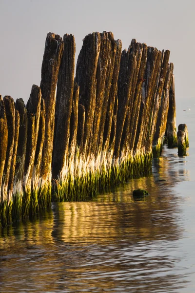 Velho waterbreak com pedras no pape — Fotografia de Stock