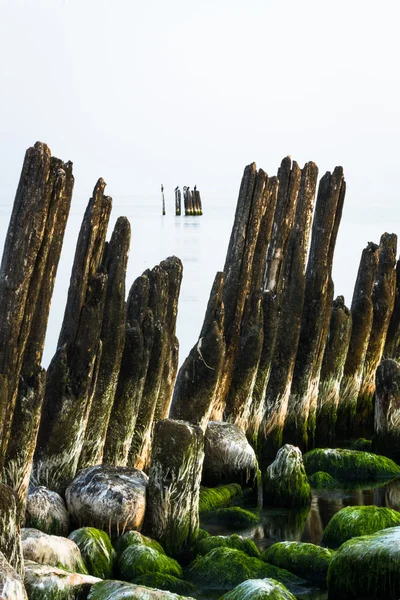 Velho waterbreak com pedras no pape — Fotografia de Stock