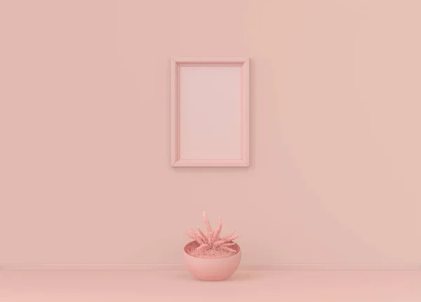 Habitación Interior Color Rosa Claro Monocromo Liso Con Una Sola — Foto de Stock