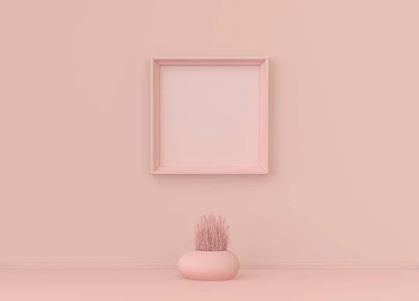 Внутренняя Комната Простой Монохромный Светло Розовый Цвет Одним Растением Одной — стоковое фото