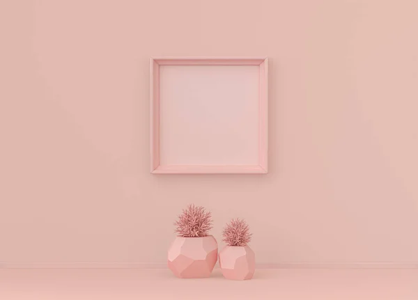 Interior Room Plain Monochrome Light Pink Color Single Plant Single — Stock Photo, Image