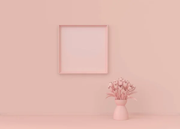 Pojedyncza Ramka Plakat Pojedynczy Kwiat Płaskiej Różowej Sali Kolor Monochromatyczne — Zdjęcie stockowe