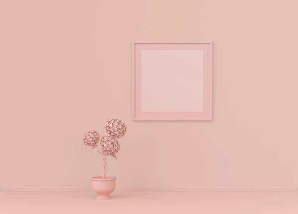 Одиночный Квадратный Плакат Рамка Ковриком Один Цветок Плоской Розовый Цвет — стоковое фото