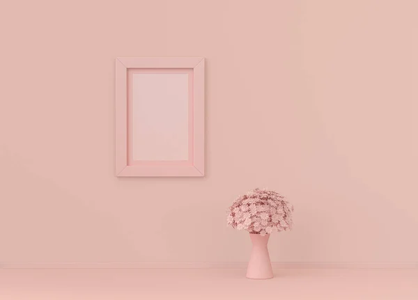 Egyetlen Függőleges Poszter Keret Keret Szőnyeg Egy Virág Lapos Rózsaszín — Stock Fotó