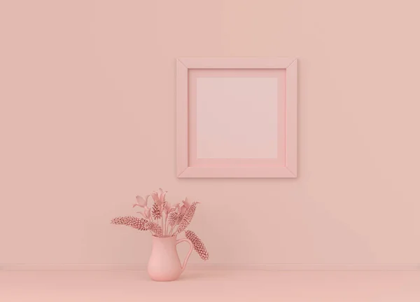 Single Square Poster Frame Frame Mat Single Flower Flat Pinkish — Stock Photo, Image