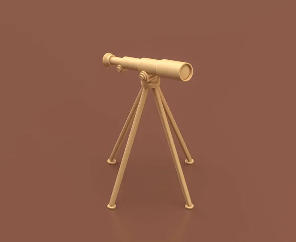 Isometric Telescope Camping Objects Scenes Monochrome Yellow Camping Equipment Brown — 스톡 사진