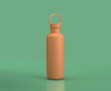 Yeşil arka planda metal bir teneke kutu, tek renk düz renkler, 3D renkler.