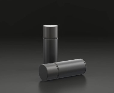 Koyu gri sprey boya, siyah arka planda boya spreyi, tek renk atölyesi ve DIY aracı, 3D görüntüleme