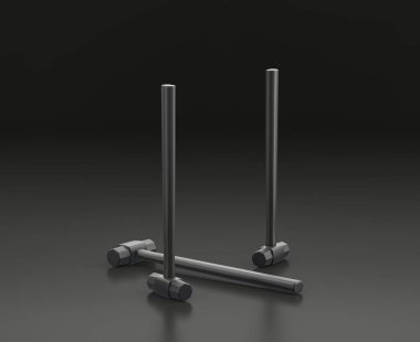 Siyah arkaplanda koyu gri balyoz, tek renk atölyesi ve DIY aracı, 3d oluşturma