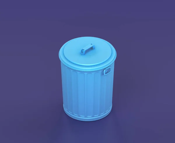 Izometrický Koš Odpadkový Koš Kontejner Modré Pozadí Jednobarevná Dílna Domácí — Stock fotografie