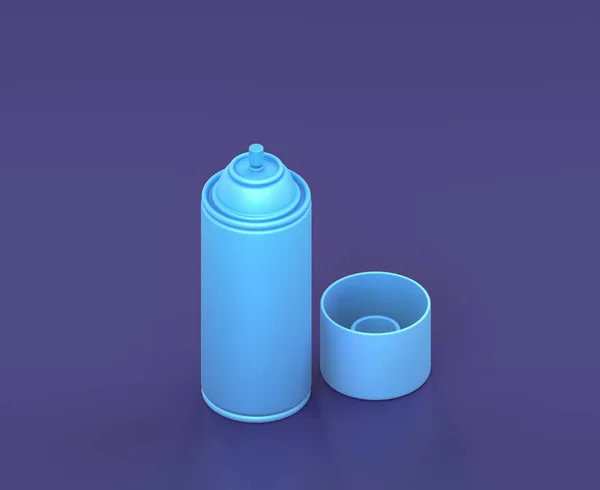 アイソメトリックスプレー 塗料スプレーは青の背景にすることができ 単色のワークショップやDiyツール 3Dレンダリング — ストック写真