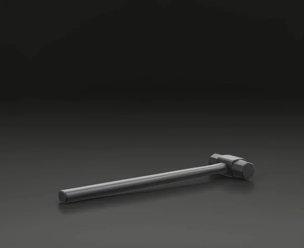 黑色背景的深灰色雪橇锤 单色车间和Diy工具 3D渲染 — 图库照片