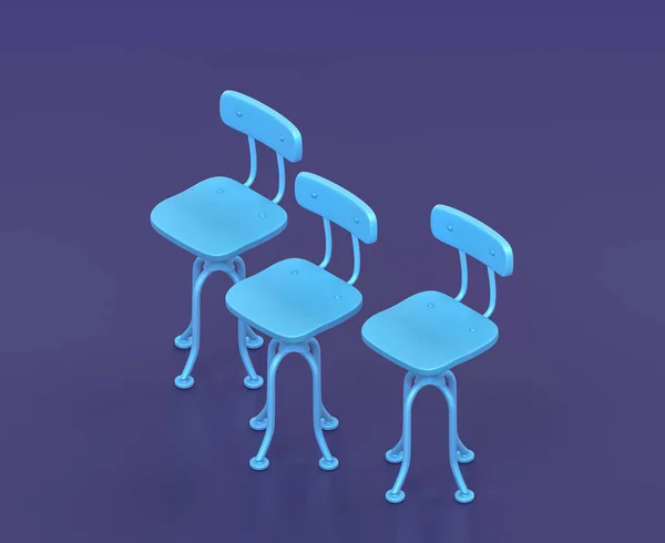 Isometrischer Stuhl Auf Blauem Hintergrund Einfarbige Werkstatt Und Heimwerkerwerkzeug Rendering — Stockfoto