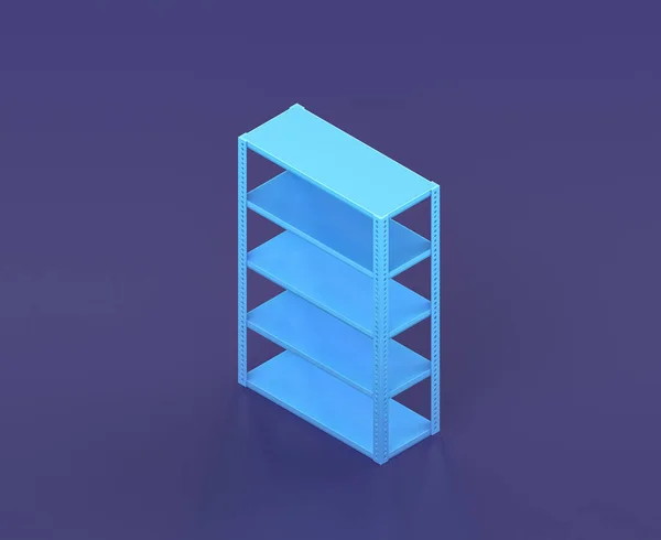 Isometric workshop shelf  on blue background, single color workshop and DIY tool, 3d rendering