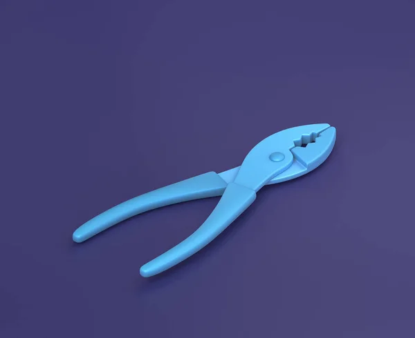 Isometric Pliers Blue Background Single Color Workshop Diy Tool Rendering — Stock Photo, Image