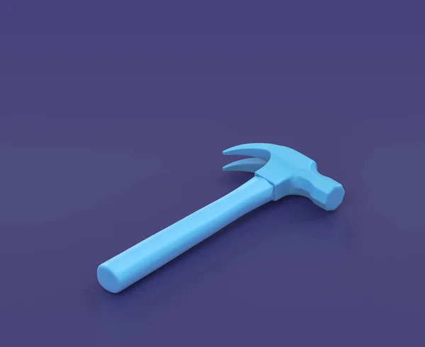 Isometrischer Hammer Auf Blauem Hintergrund Einfarbige Werkstatt Und Heimwerkerwerkzeug Rendering — Stockfoto