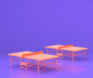 Arcade ping-pong masası, eğlence merkezi nesneleri mor düz odada, 3D tasarım, oyun salonu