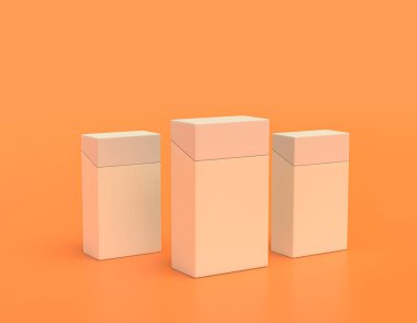 Bir grup beyaz düz renkli sigara sarı turuncu arka planda kötü alışkanlık ürünleri paketler, düz renkler, tek renk, tek renk, üç boyutlu renkler, kanser