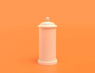 Sarı arka planda beyaz plastik nesne, düz renkler, s