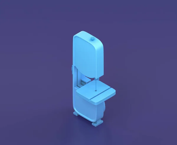 青の背景にアイソメトリックバンドソーマシン 単色ワークショップとDiyツール 3Dレンダリング — ストック写真