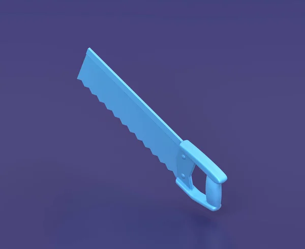 Isometric Backsaw Blue Background Single Color Workshop Diy Tool Rendering — Stock Photo, Image