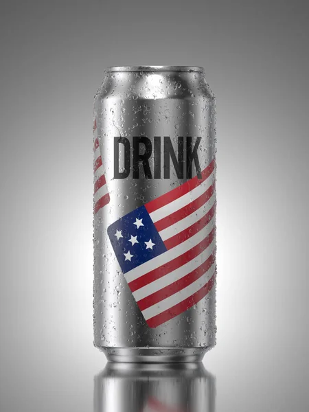 Metal Aluminum Beverage Drink Can With Waterdroplets,3d rendering