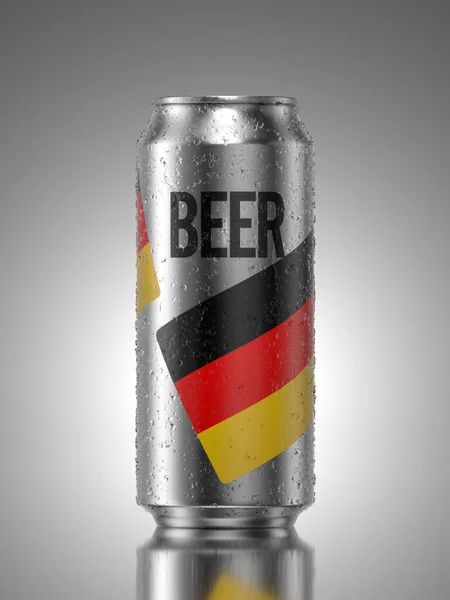 Metall Aluminium Bierdose Mit Wassertropfen Getränkedose Rendering — Stockfoto