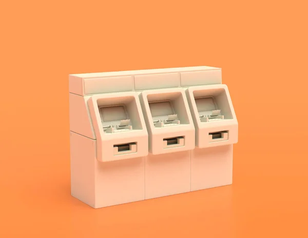 Sida Vid Sida Atm Maskiner Sida Vid Sida Gul Orange — Stockfoto