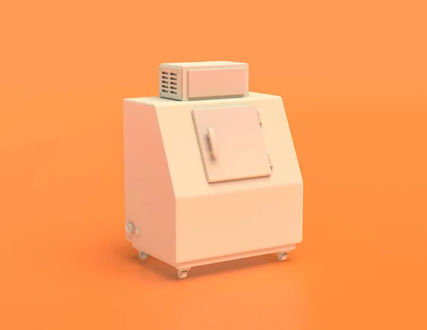 Kotak Plastik Putih Dengan Latar Belakang Oranye Kuning Warna Datar — Stok Foto