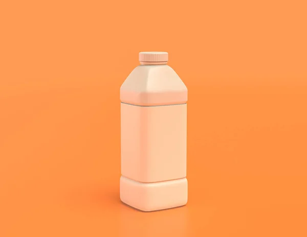 Kunststoff Milch Und Saftbehälter Gelb Orangefarbenem Hintergrund Flache Farben Einfarbig — Stockfoto